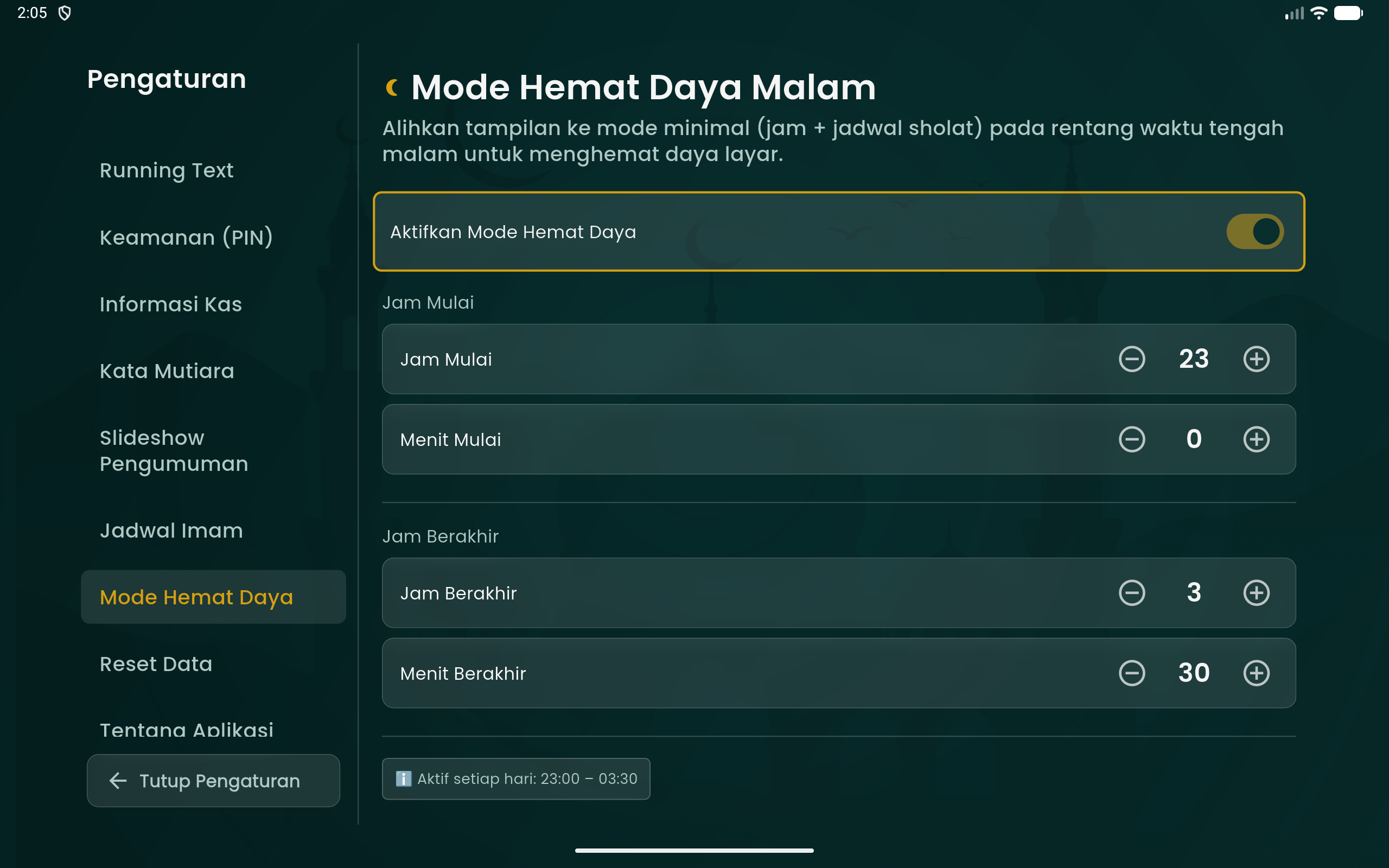 Pengaturan Mode Hemat Daya