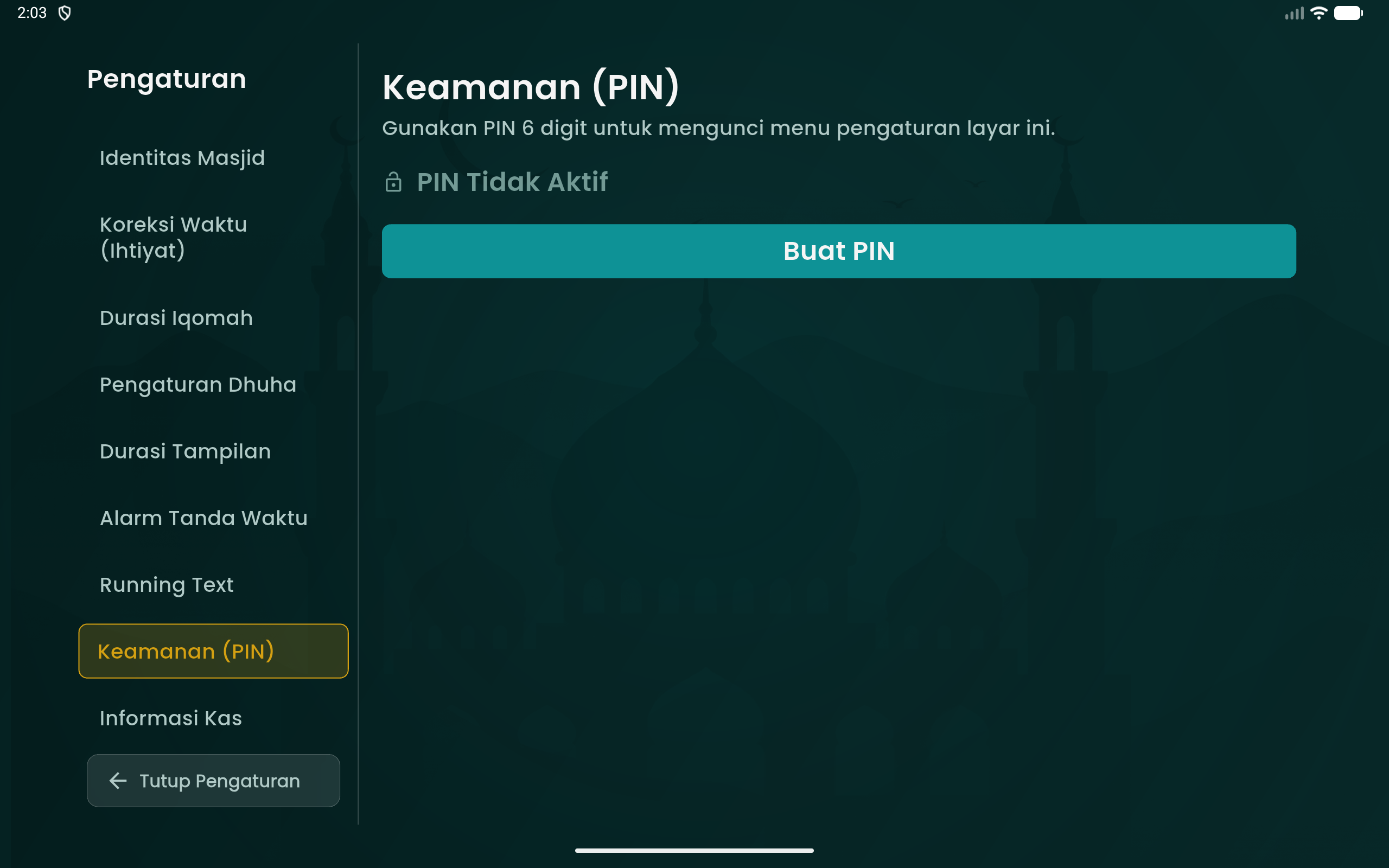 Pengaturan Keamanan (PIN)
