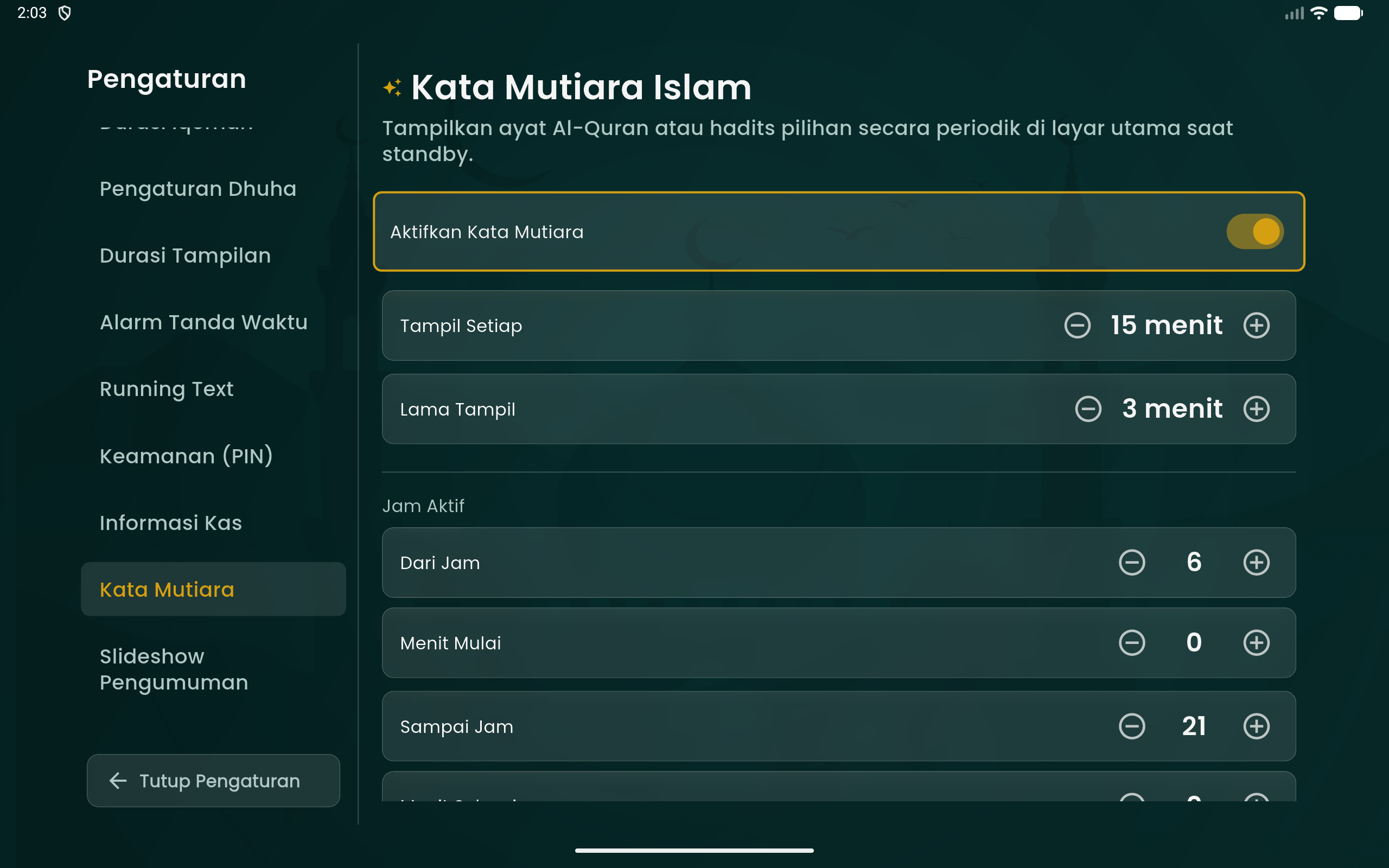 Pengaturan Kata Mutiara