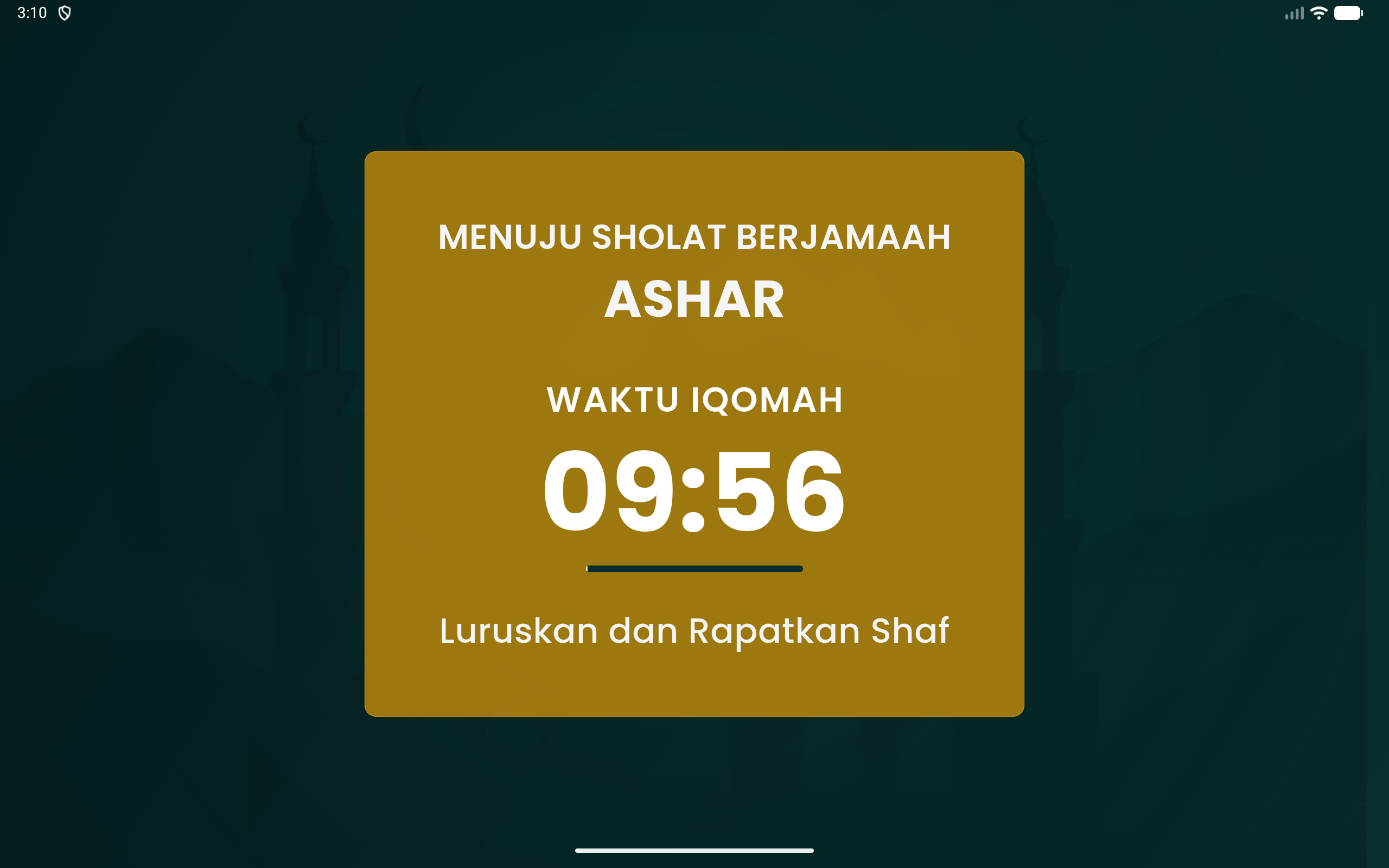 Tampilan hitung mundur iqomah