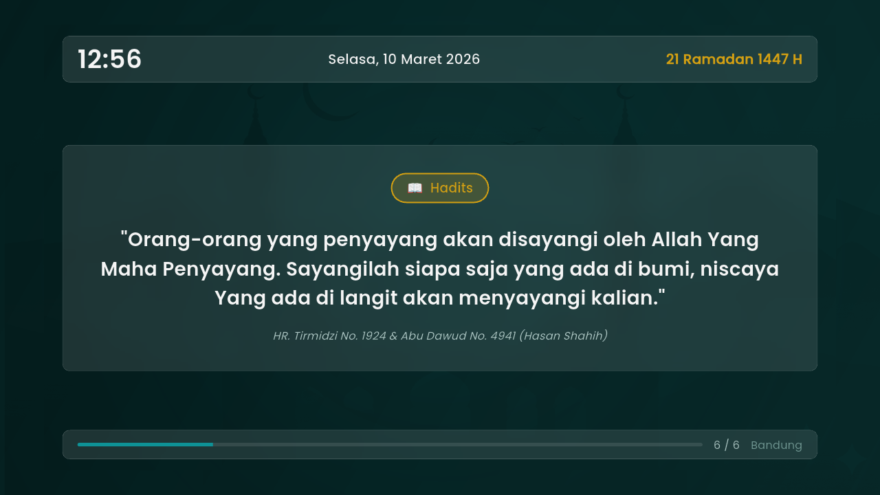Tampilan kata mutiara Islam di layar utama